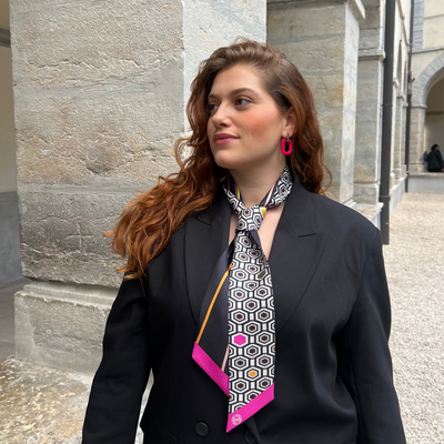 Bandeau Foulard en Soie Bilbao rose fuchsia