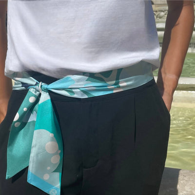 Bandeau Foulard en Soie Tiffany bleu clair